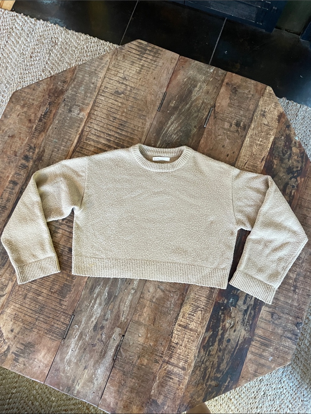 OAK + FORT Neutral Cream Crewneck Sweater